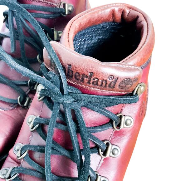 RARE VTG Timberland Oxblood Leather Alpine Size 5 M Woman Italy Hiking Boots - Picture 7 of 15